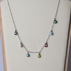 collar plata ojos de colores