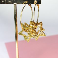 pendientes aro con estrellas dorados