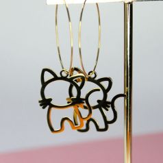 pendientes aro con silueta gatos dorados