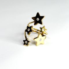 anillo dorado conjunto estrellas 