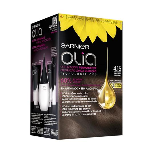 olia tinte coloracion permanente sin amoniaco y con aceites naturales chocolate castaño tiramisu nº 4.15