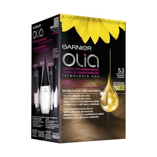 olia tinte coloracion permanente sin amoniaco y con aceites naturales capuccino castaño dorado nº 5.3 