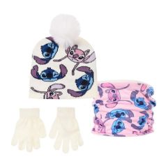 gorro+braga cuello+guantes lilo blanco