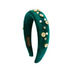 catrice festive treasures diadema terciopelo verde con perlas y brillos