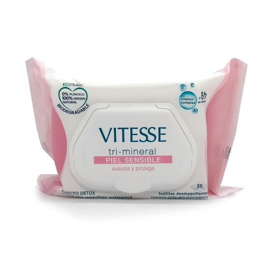 vitesse toallitas desmaquilladoras tri-mineral piel sensible 30 unidades