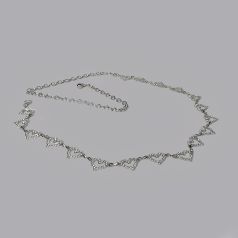 cinturon de cadena plateado con corazones y strass