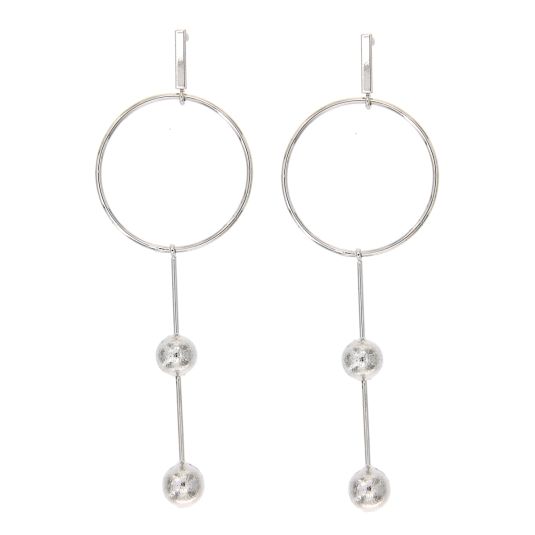 pendientes aros con colgante plateado