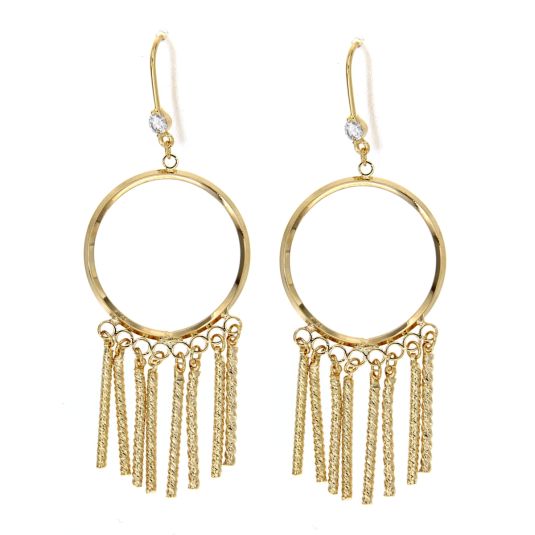 pendientes aros con flecos dorados