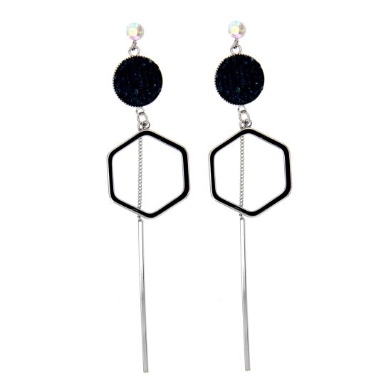 pendientes colgantes hexagoono negro