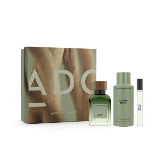 adolfo dominguez agua fresca vetiver tierra eau de parfum 100ml cofre 3 piezas