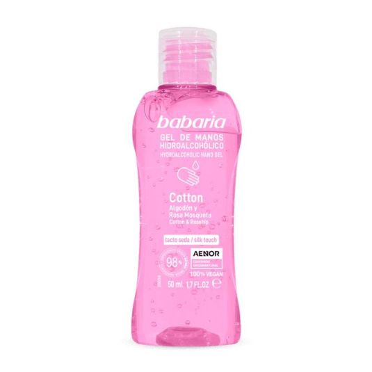 babaria gel higienizante de manos cotton algodon y rosa mosqueta 70% alcohol