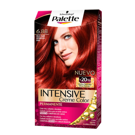 palette intensive creme color tinte permanente 6.88 rojo rubi