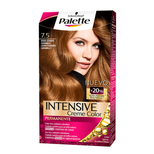 palette intensive creme color tinte permanente 7.5 rubio dorado caramelo