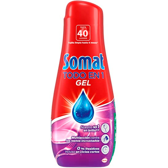 somat todo en 1 gel detergente lavavajillas 40 dosis