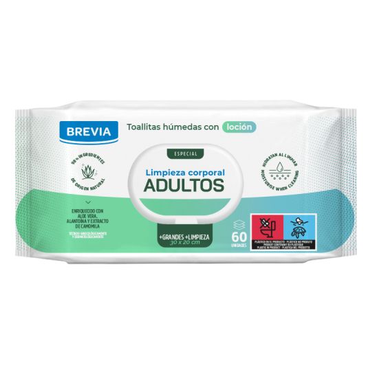 brevia toallita adultos con tapa 60unidades