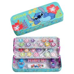 stitch estuche de maquillaje triple metalico