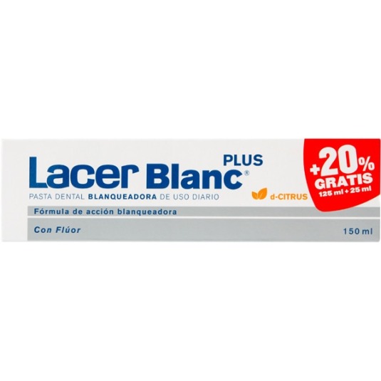 lacer blanc plus pasta menta dentifrica 125ml + 25ml