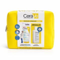 cerave set loción protector solar invisible spf50 75 ml + loción hidratante 88 ml