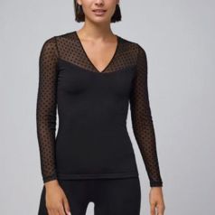 ysabel mora camiseta termica manga larga detalle tul negro
