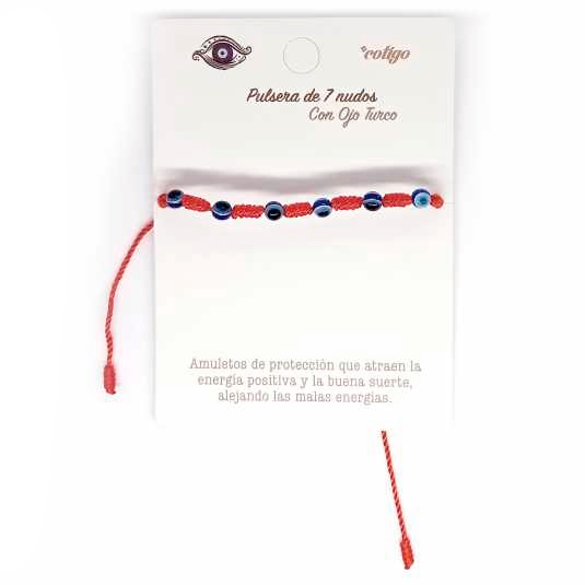 pulsera 7 nudos roja ojos turco