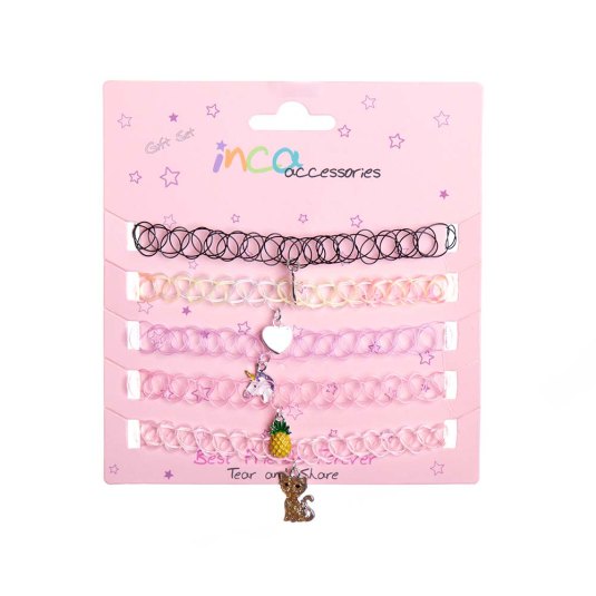 set 5 gargantillas infantiles con colgantes surtidos