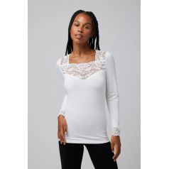 ysabel mora camiseta termica manga larga cuello cuadrado encaje