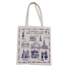 totebag asturias dibujos en azul