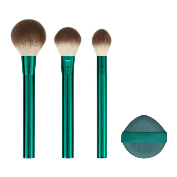 ecotools set holidays brochas 3 piezas + esponja