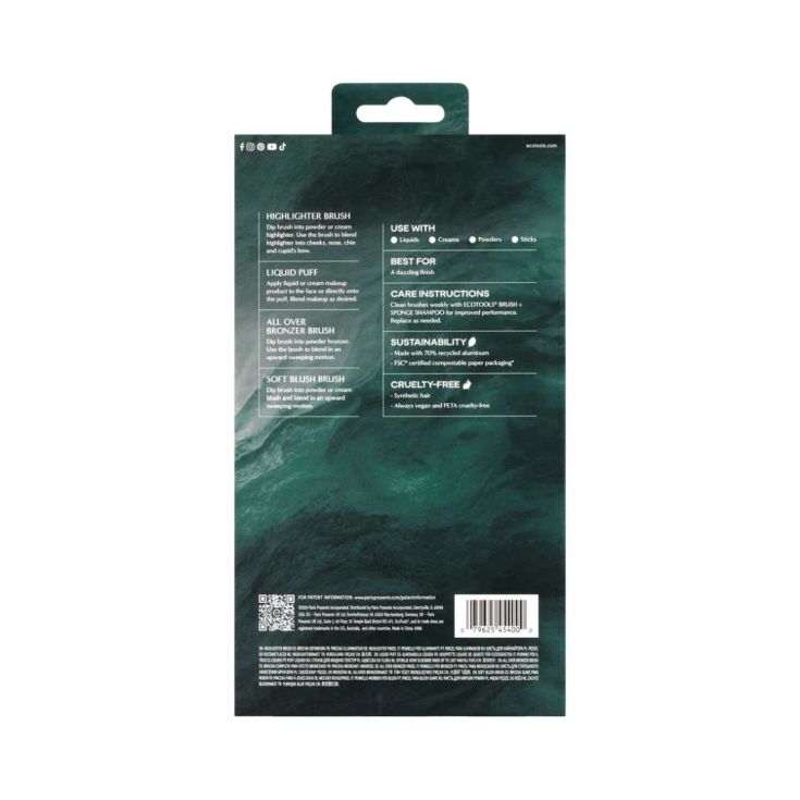 ecotools set holidays brochas 3 piezas + esponja