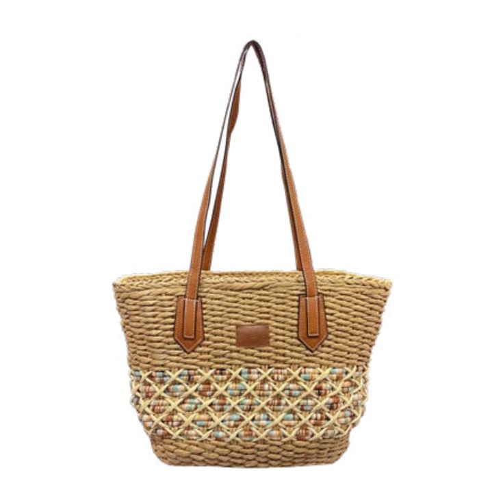 javier larrainzar bolso capazo rafia dos asas azules 