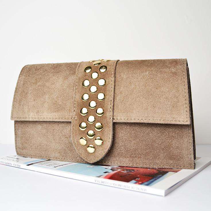 bolso bandolera piel de serraje topo