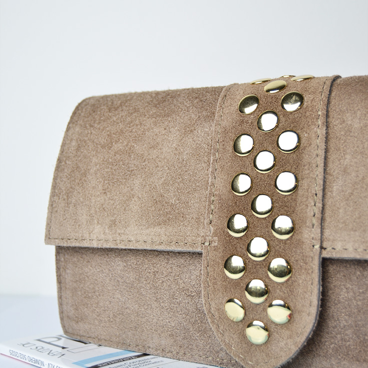 bolso bandolera piel de serraje topo