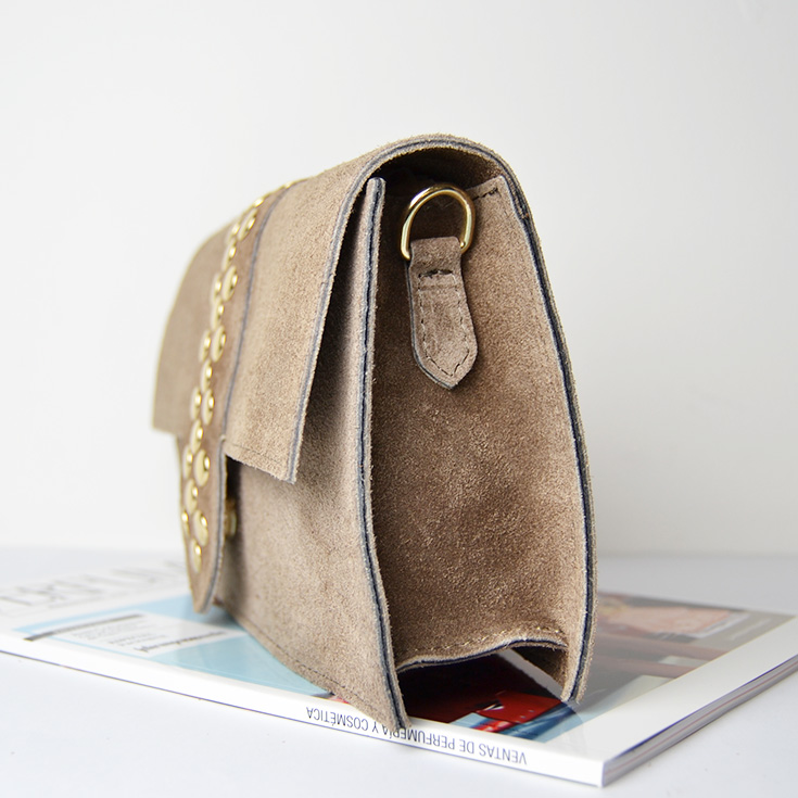 bolso bandolera piel de serraje topo