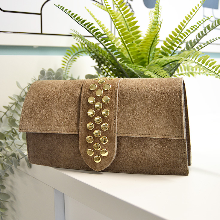 bolso bandolera piel de serraje topo