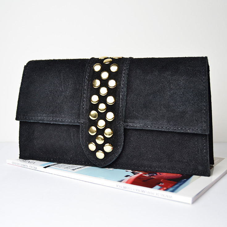 bolso bandolera piel de serraje negro