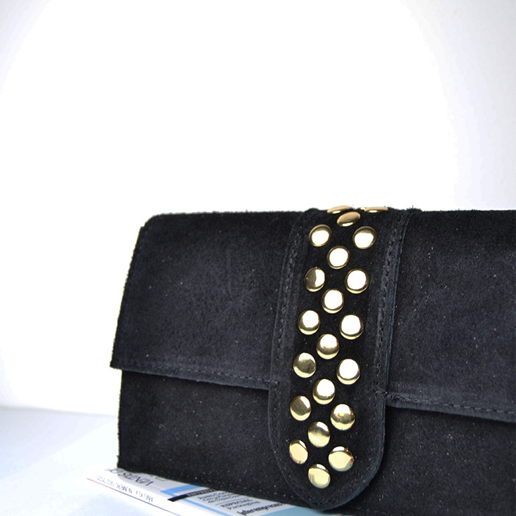 bolso bandolera piel de serraje negro