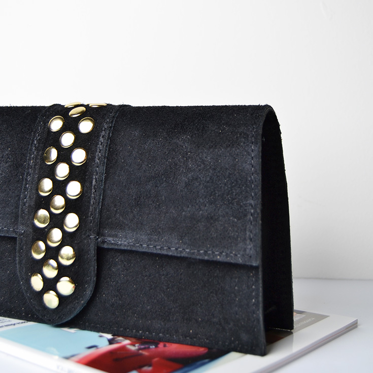 bolso bandolera piel de serraje negro