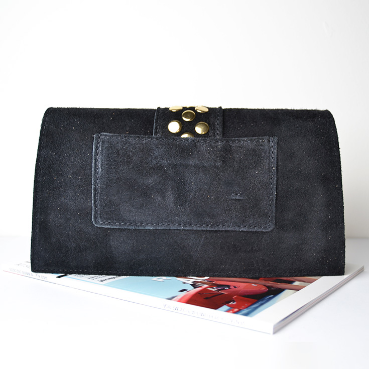 bolso bandolera piel de serraje negro