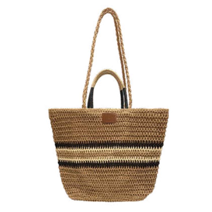 javier larrainzar bolso rafia capazo doble correa marron