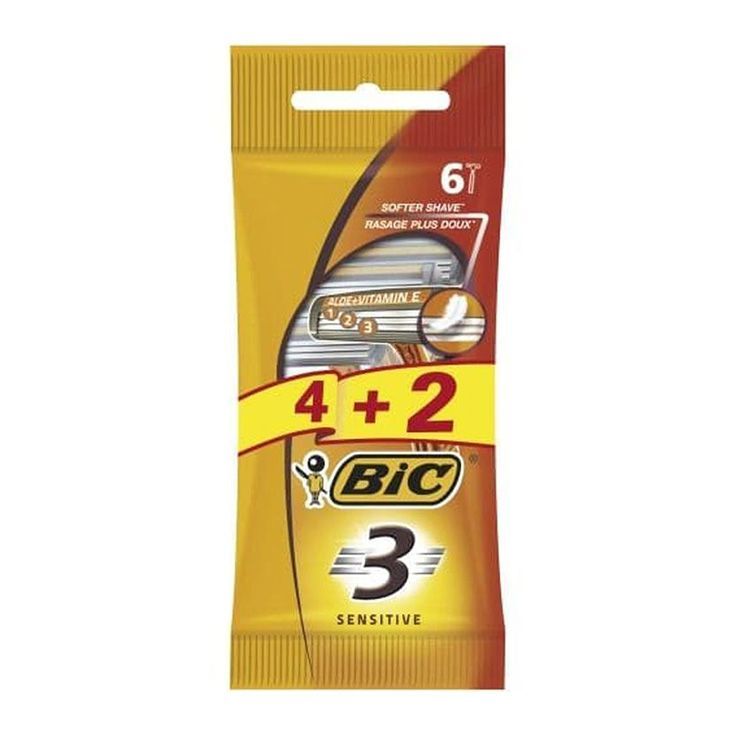 bic sensitive-3 maquinillas de afeitar 4+2 u