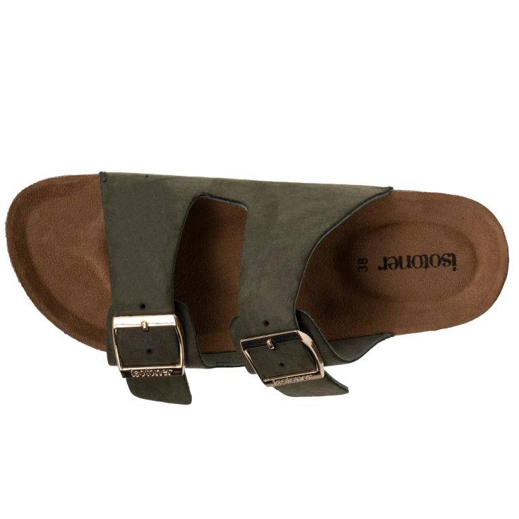 isotoner sandalia mules doble correa verdes