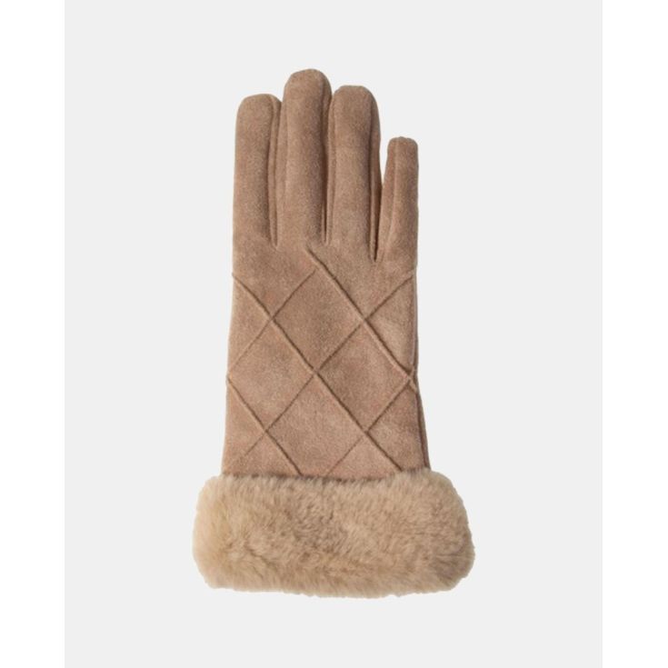 guantes con pelo beige