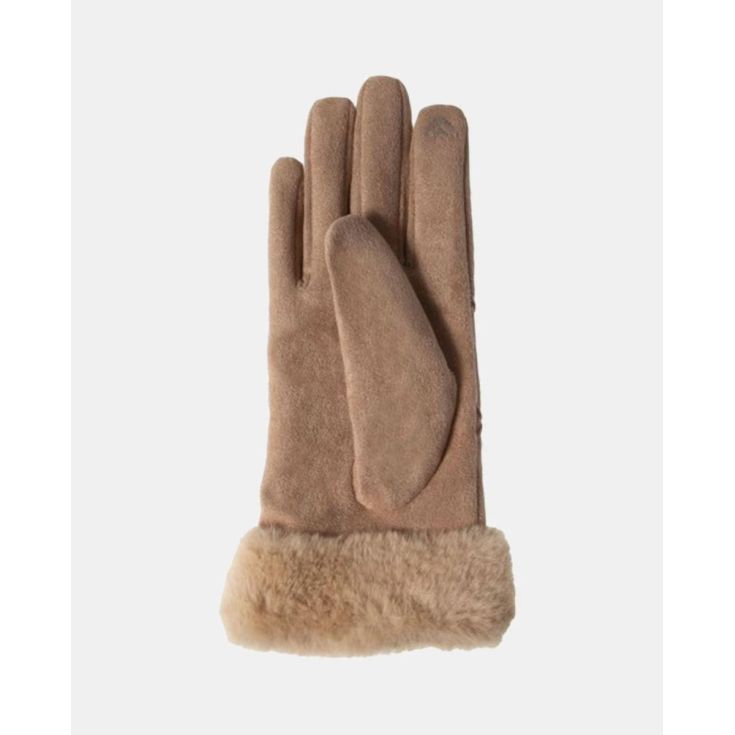 guantes con pelo beige