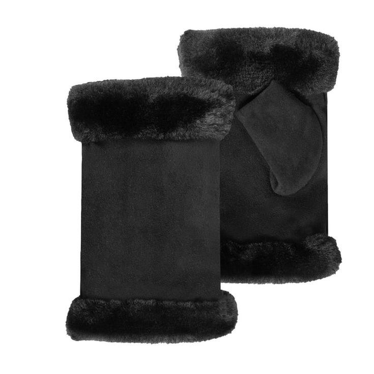 isotoner guantes mitones imitacion piel con pelo negros