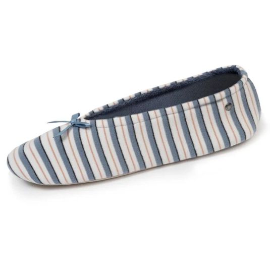isotoner zapatillas de casa bailarinas rayas azul marino
