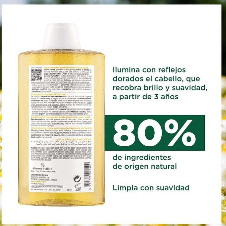klorane champu camomila-rubios 400ml duplo