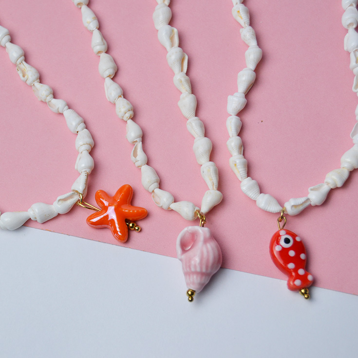 collar conchas con caracola charm veraniego