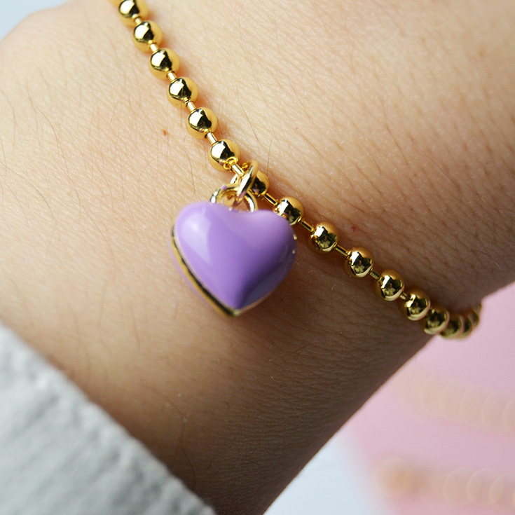 pulsera cadena dorada charm corazon