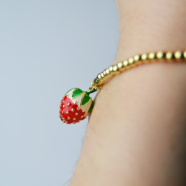 pulsera cadena dorada charm fruta
