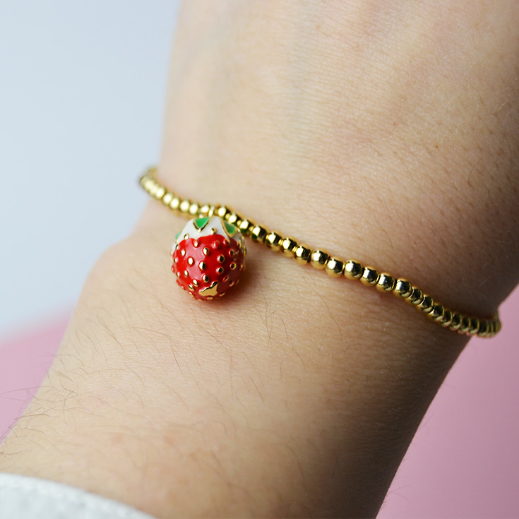 pulsera cadena dorada charm fruta